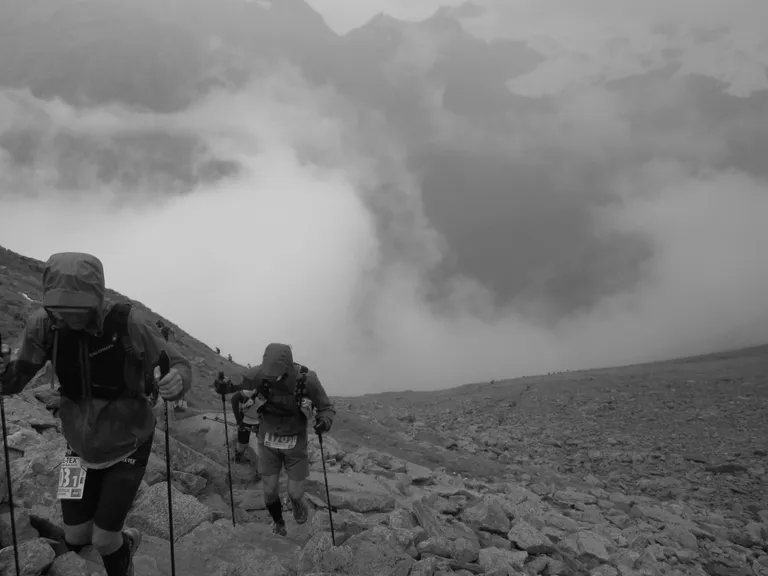 Jodi hiking up a mountain